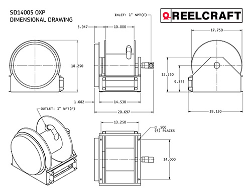 Reelcraft SD14005 OLP  Spring Retractable Low Profile Reel